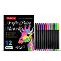 Set of 12 acrylic paint markers for use on wood, fabric, and ceramic surfaces.