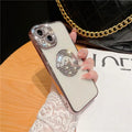 Diamond ring electroplate TPU phone case with rhinestones for iPhone 14 Pro Max in black colour