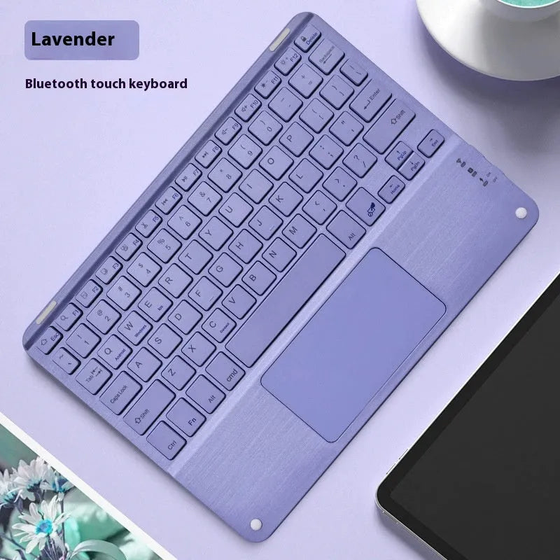 Bluetooth keyboard with touch pad, 10 inch, rechargeable, plastic, multiple colours available
