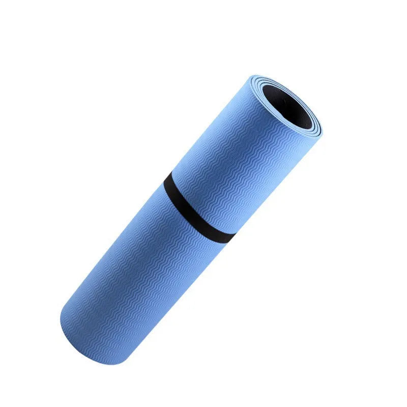Blue conductive grounding yoga mat with plant flower pattern measuring 182x61cm