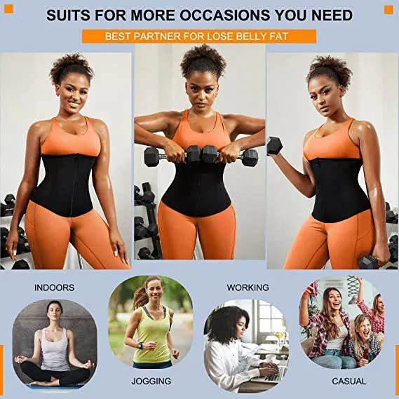 Neoprene adjustable sports abdominal girdle in blue or silver, showing waist compression belt