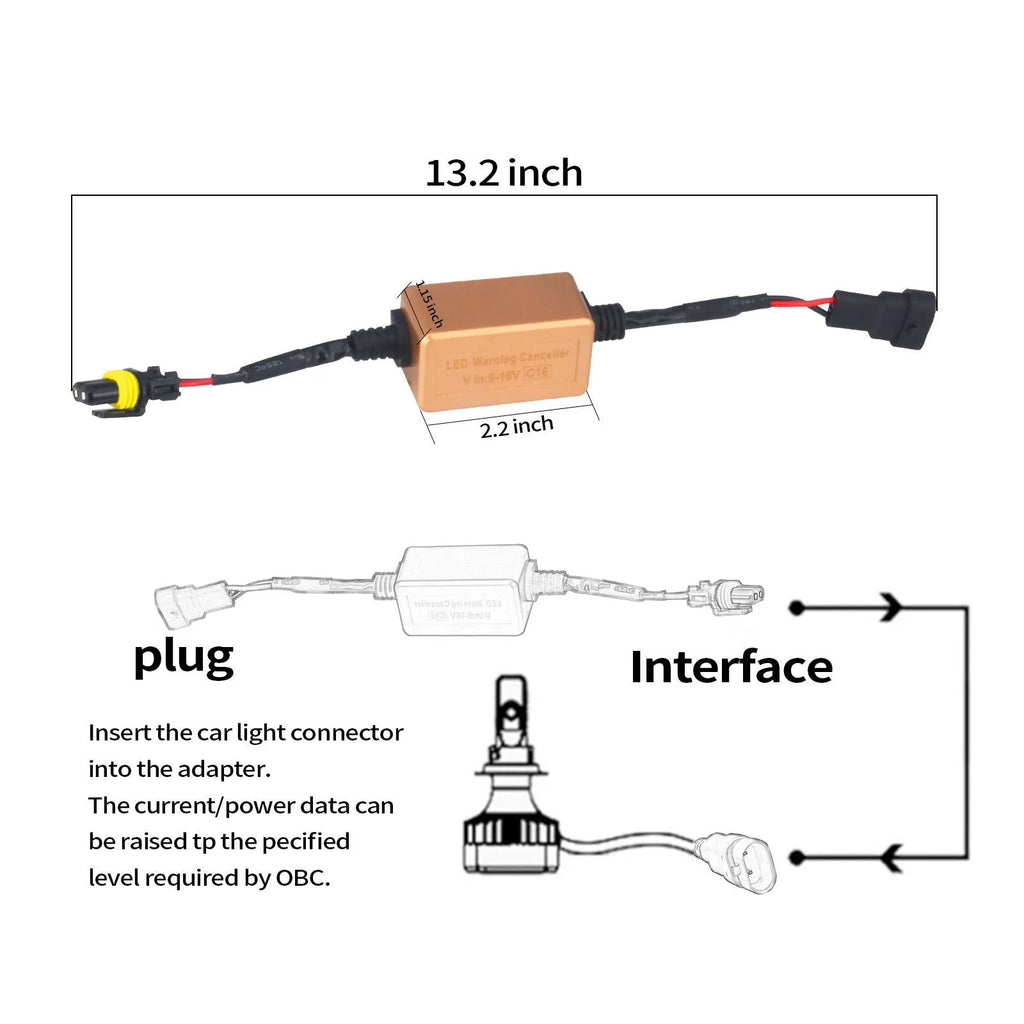 Black alloy LED car headlight Canbus decoder module for H4 H7 H11 bulbs on a plain background.