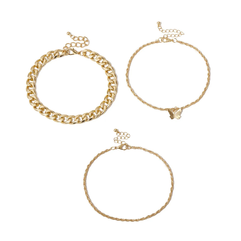 Simple twist chain anklet in gold or white k, made from copper, iron and aluminium, supplied in an OPP bag.