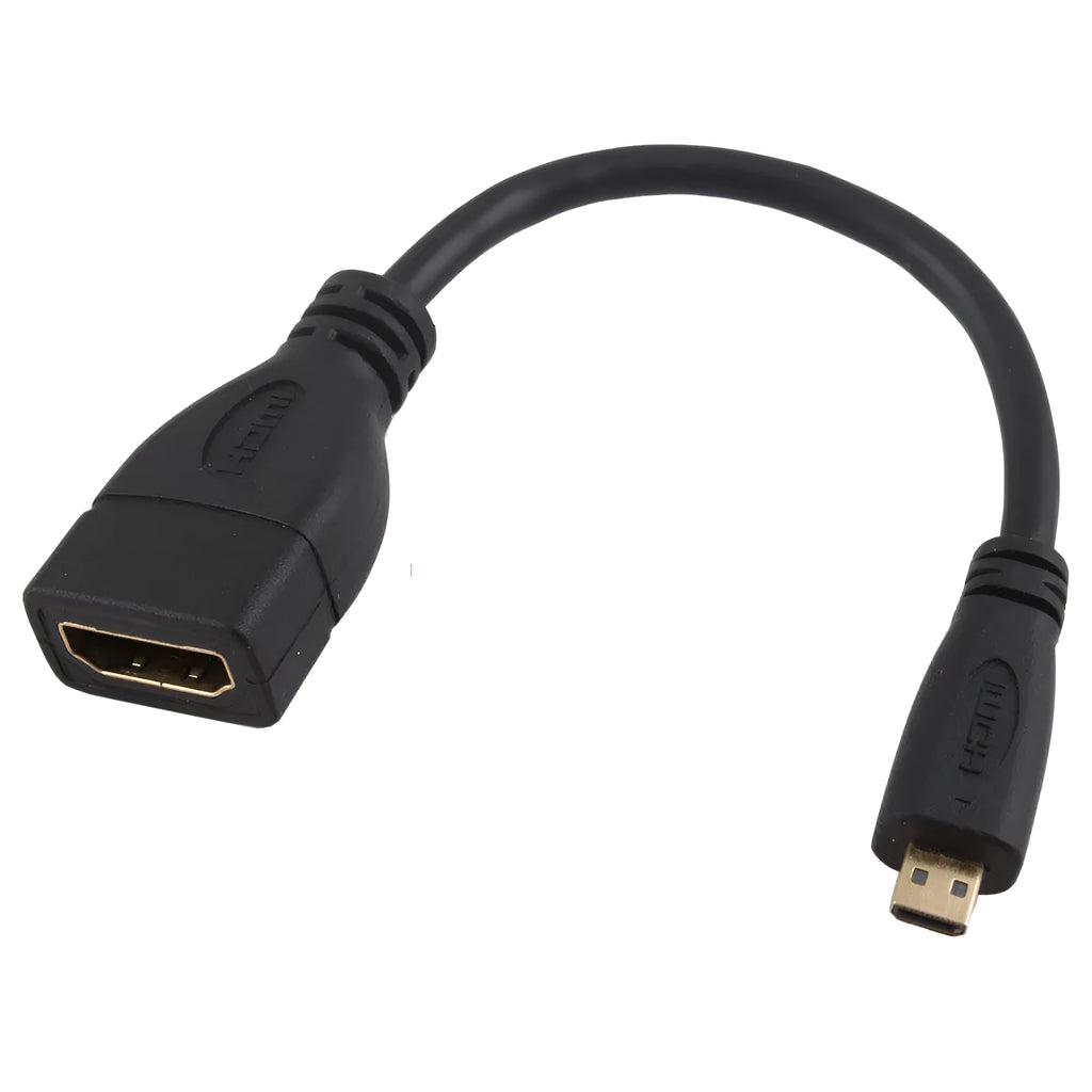 Black HDMI female to Micro HDMI male adapter cable 0.15m stub for portable device to HDTV