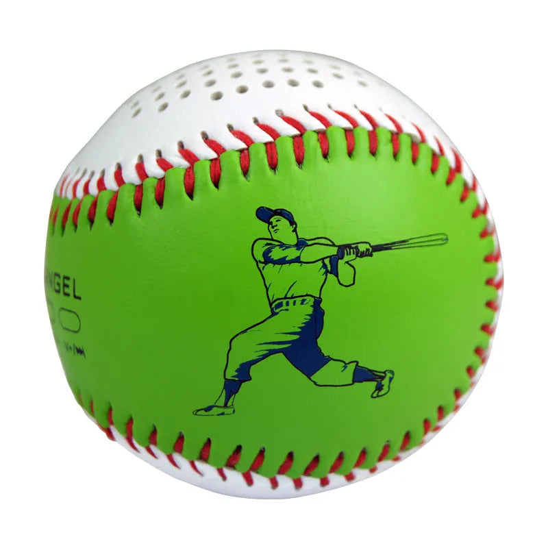 Baseball-shaped Bluetooth speaker in green colour with USB charging port