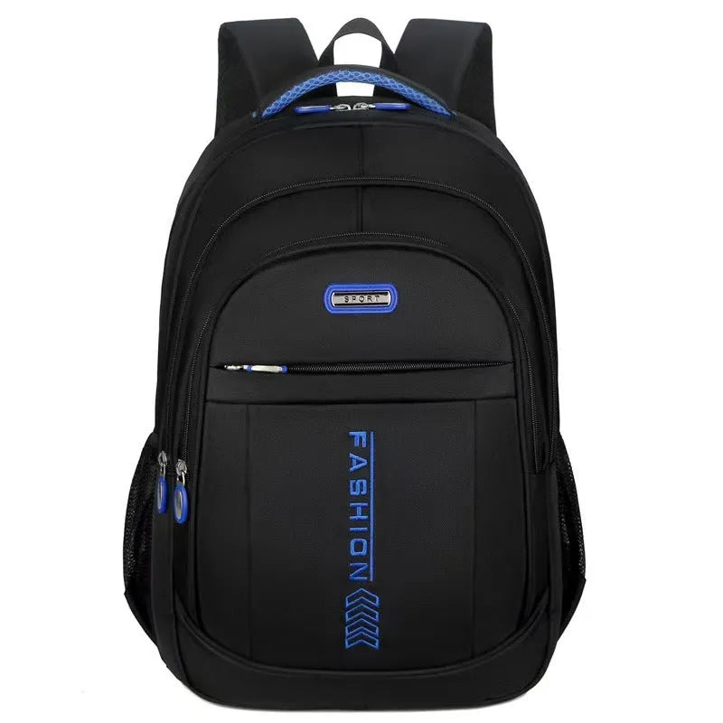 Black capacity business travel backpack with airpillow straps and sewing line detail.