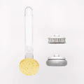Long handle multi functional frying wok brush in blue with plastic cleaning ball head