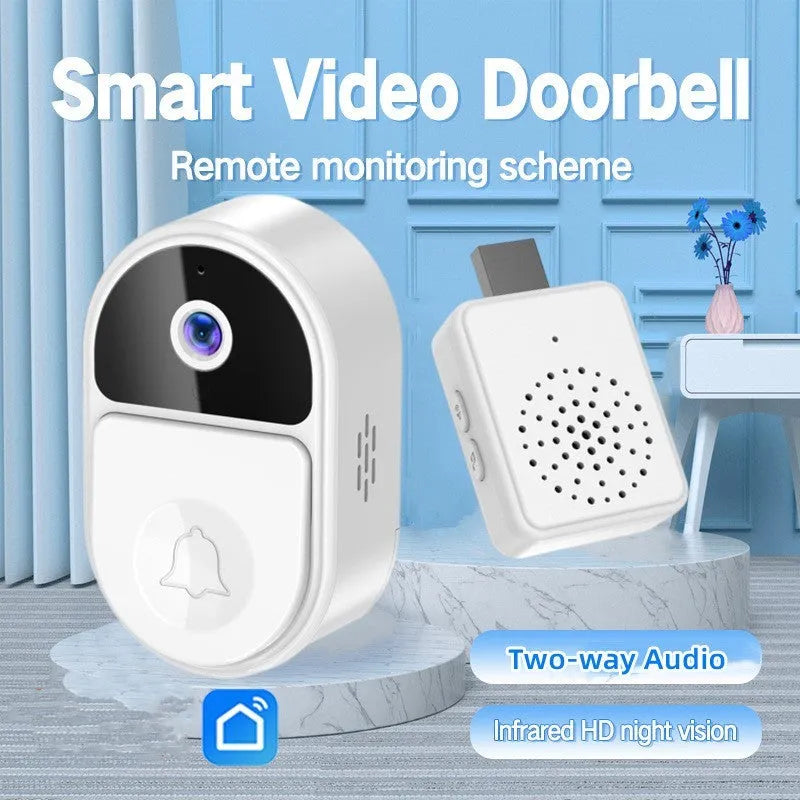 Doodle Smart Visual Doorbell V8 in black colour on a wall next to a door.