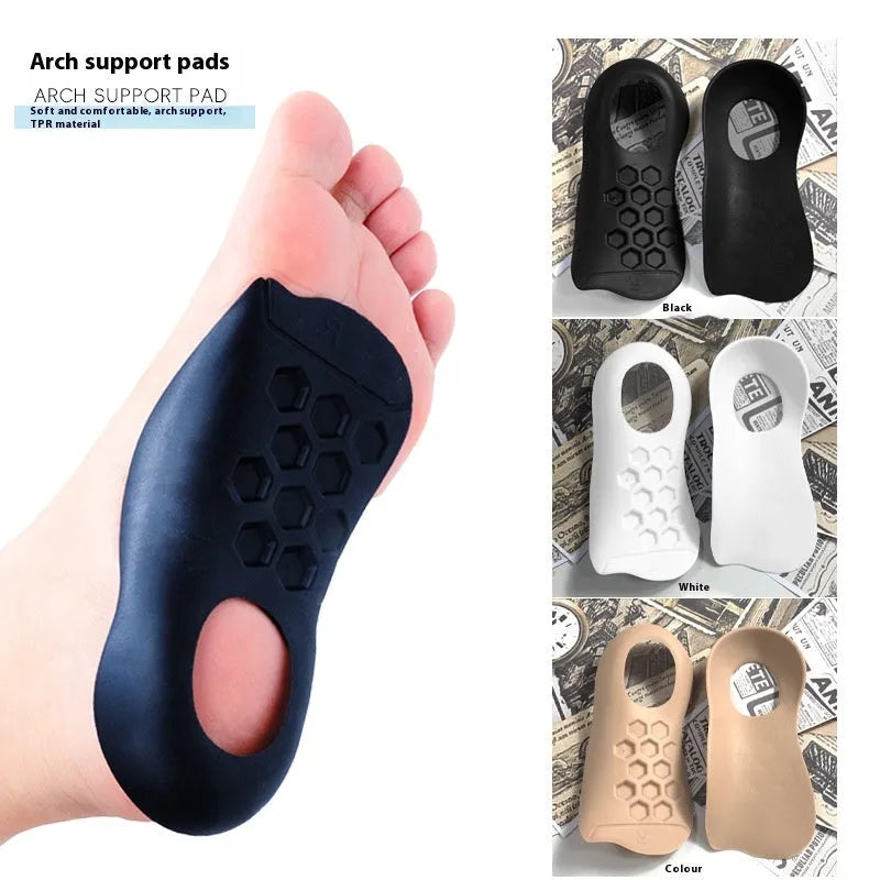 TPR arch support insoles for men in white, black, and skin colour options for shoe sizes 35-45