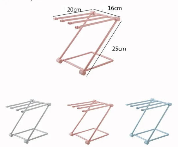 Foldable plastic kitchen towel rack in Nordic colours with punch-free installation