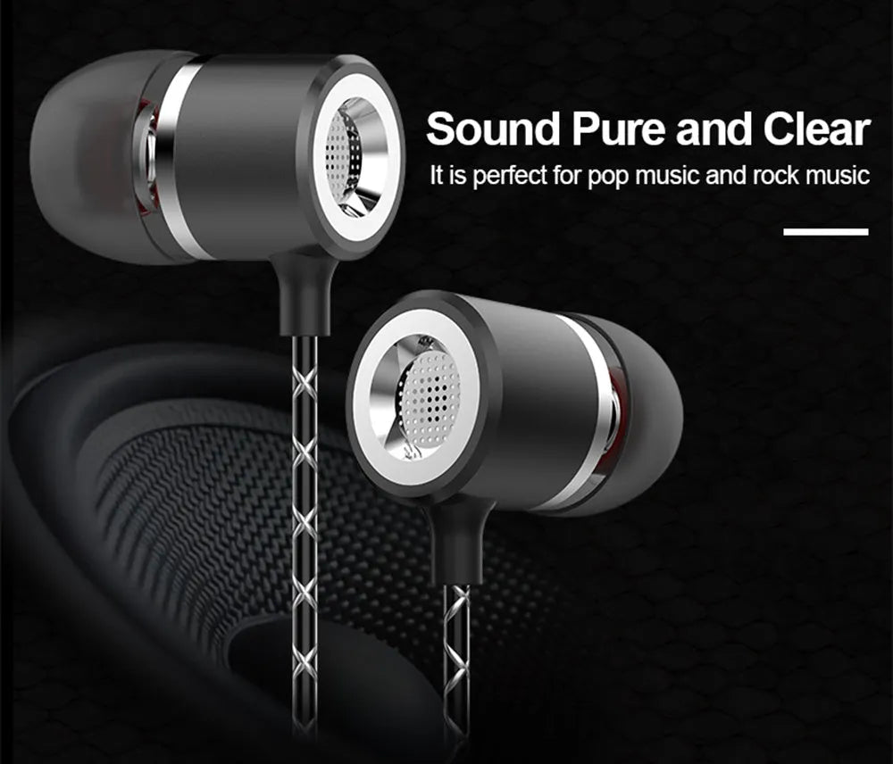 Fanbiya S1 metal in-ear earphones with ear hooks and in-line microphone control on a 1.2m cable.