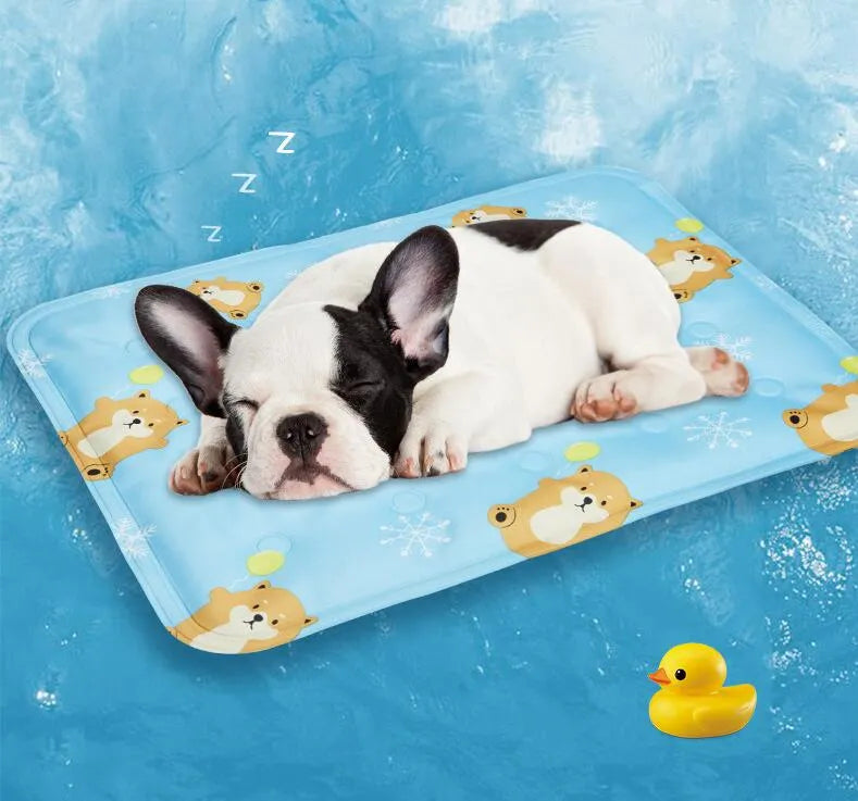 Grey pet ice mat 40x30cm with soft ice gel filling for small kittens and puppies