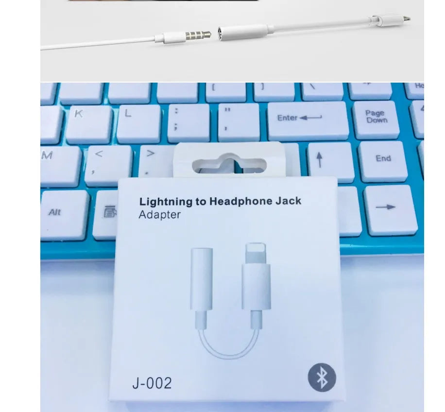 White lightning to 3.5mm audio adapter for iPhone with gold-plated connector