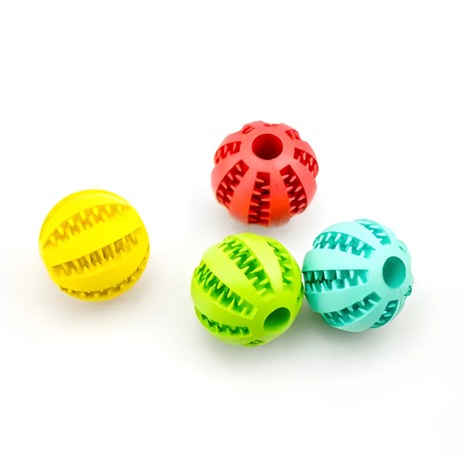 Non-toxic rubber mint feeding ball with built-in food storage bin for cats and dogs 5cm and 7cm multicolor