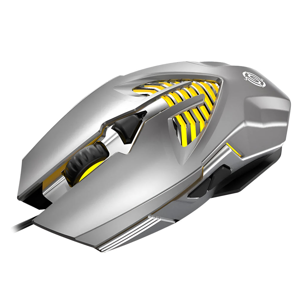 Wired USB gaming mouse with 1600 DPI optical sensor, rat size, black colour, and 1.5 metre cable for office laptop use