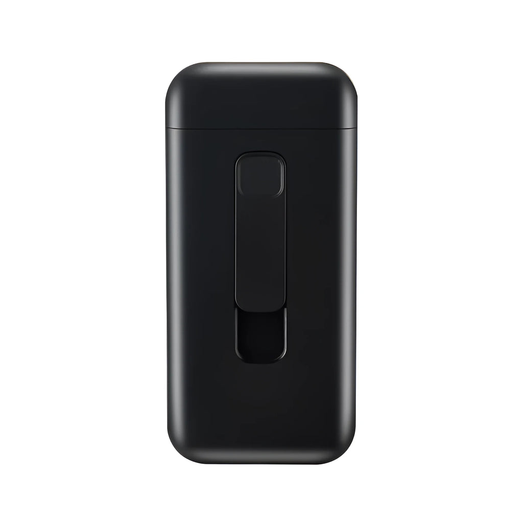 Plastic cigarette lighter in golden colour with compact body and flame, 118x55x25mm box