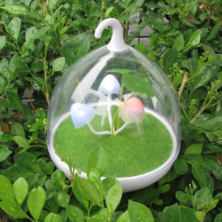 Colourful mushroom touch table lamp with PVC shade, 140x140x170mm, seven light colours