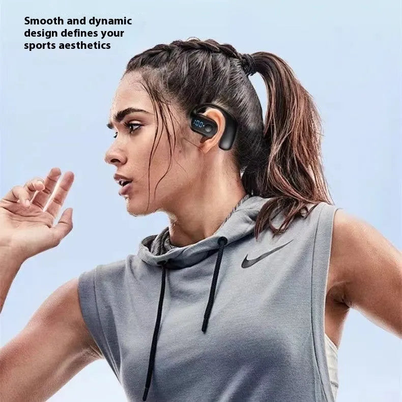 Business wireless headset ear-mounted non in-ear with smart digital display in black