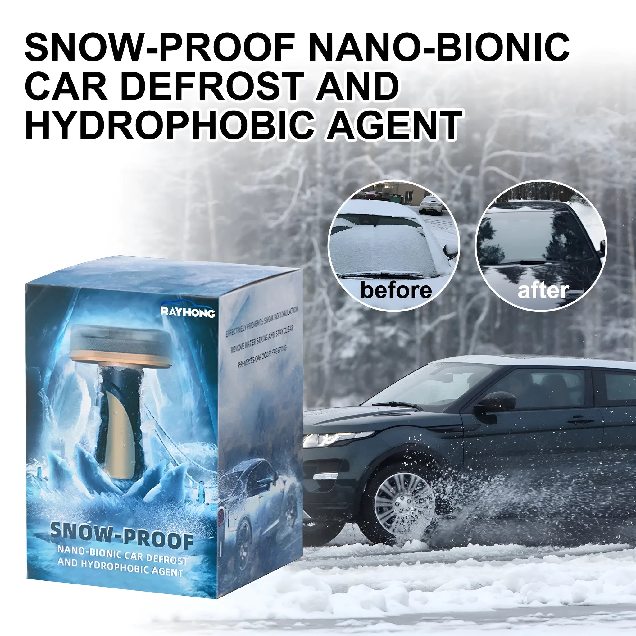 Hydrophobic nano coating car snow brush made from white PE plastic