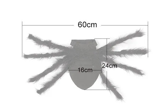 Black pet spider costume on dog made from felt cloth plush feather ribbon and hard paper for Halloween party