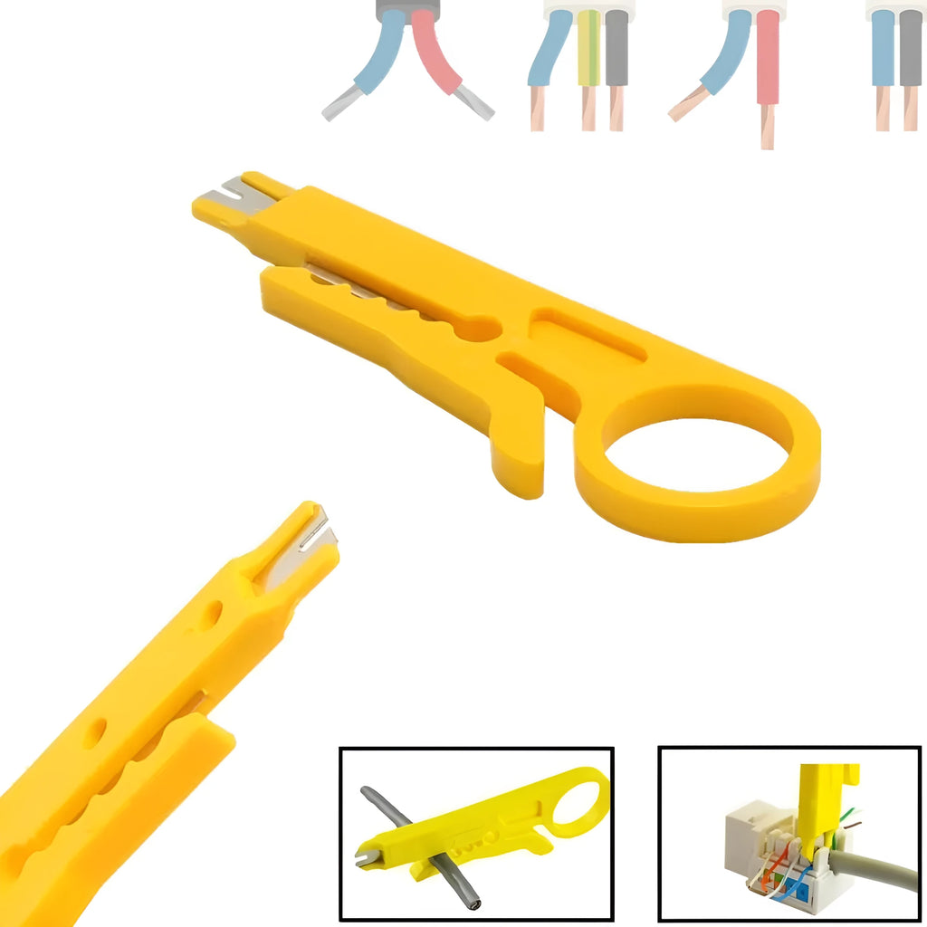Yellow rubber mini portable wire stripper tool for 0.6mm network and telephone cables