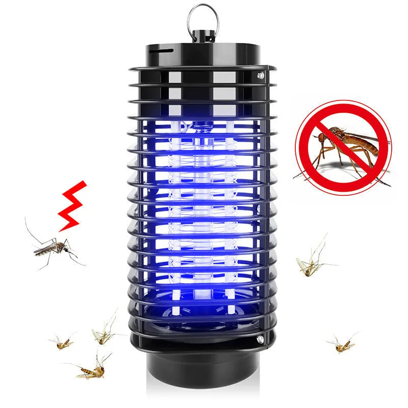 Black hanging electronic mosquito killer unit with metal grid and static palladium light