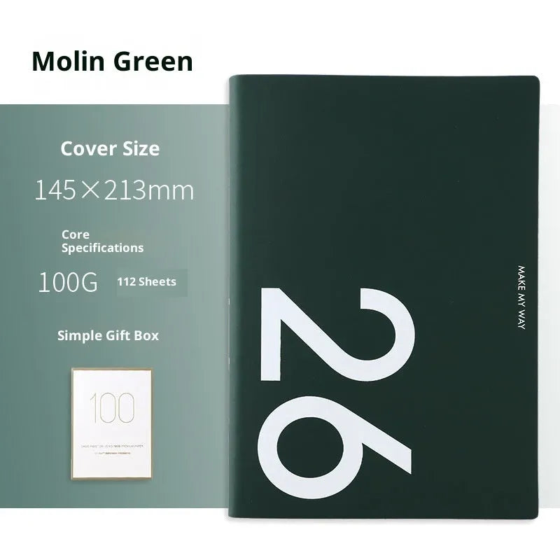 A5 imitation leather schedule notebook with two-pages-per-week layout and coloured cover options
