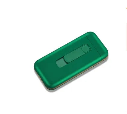 Plastic cigarette lighter in golden colour with compact body and flame, 118x55x25mm box