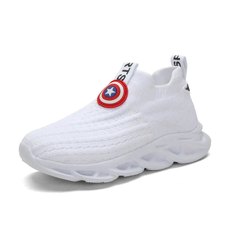 Children's knitted runway shoes in black and white colours with Md soles