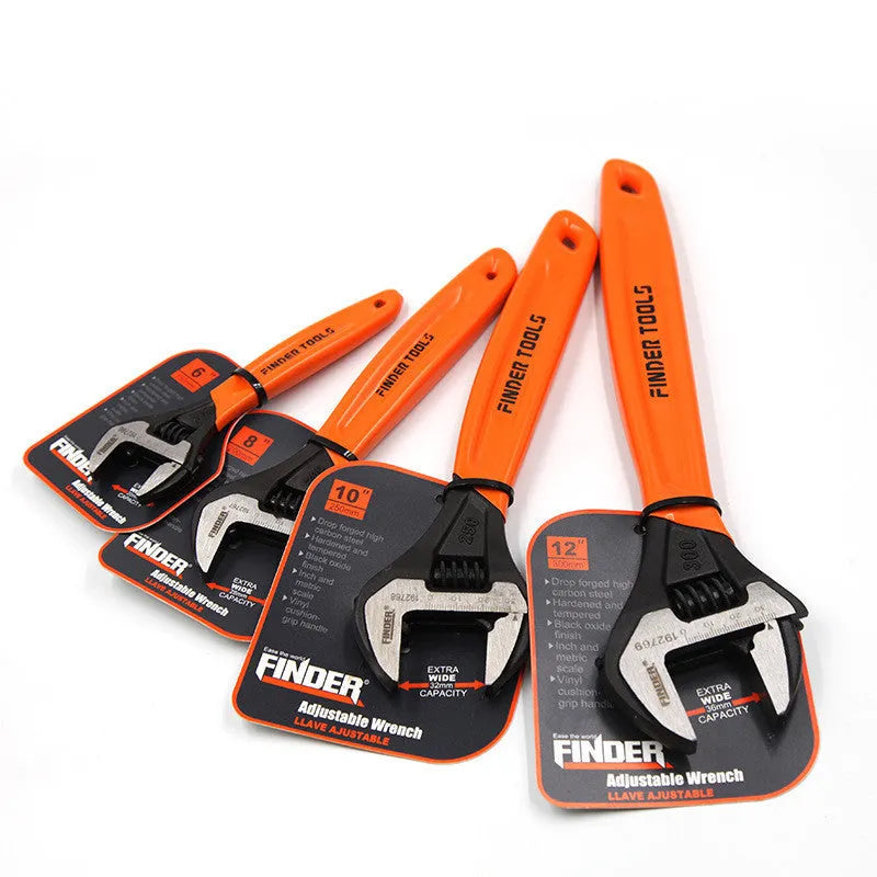 Orange manual multi-function wrench with 300mm length and 36mm jaw opening on a workbench
