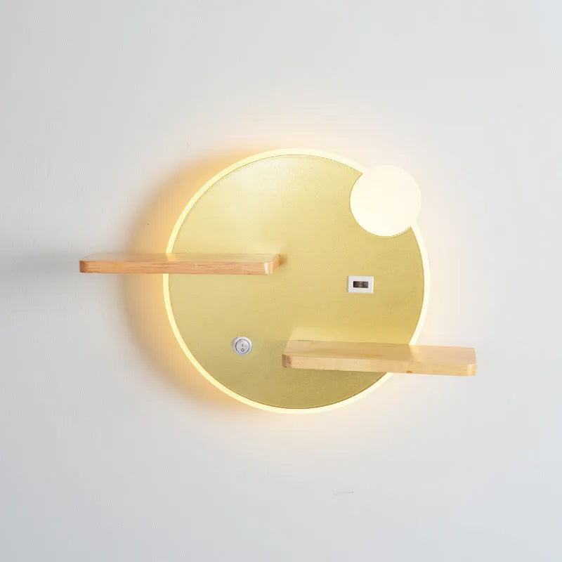 Bedside lamp with phone charging function in round or square design with black, gold or white acrylic shade