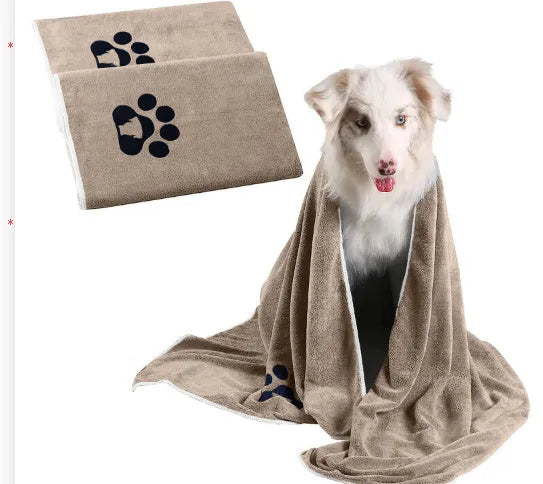 Brown ultra-fine fiber pet towel for dogs, water absorbing and quick drying, 35x75cm