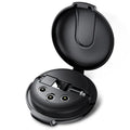 Black magnetic retractable car phone charger with 1m cable shown mounted in vehicle