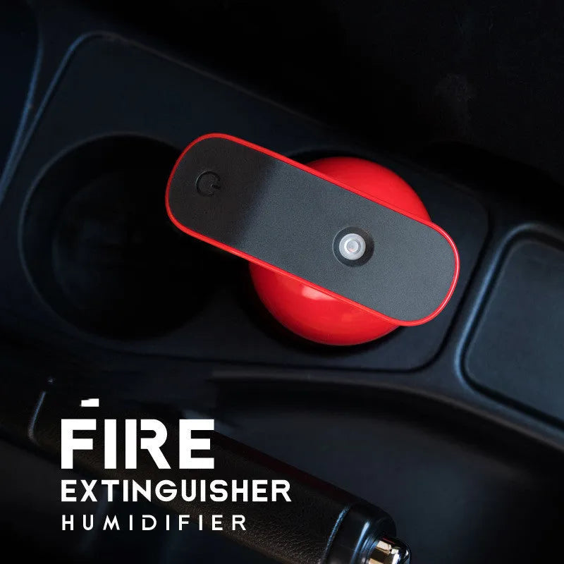 Fire extinguishing humidifier in black model, compact 75x68x142mm, USB powered, made of ABS and PC.