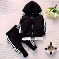 Children's cotton blend sports suit in black with matching top and trousers for toddlers