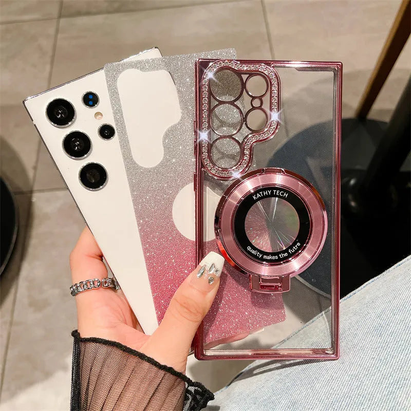 Gradient magnetic bracket TPU phone case for Samsung Galaxy S22 S23 S24 in eight colours