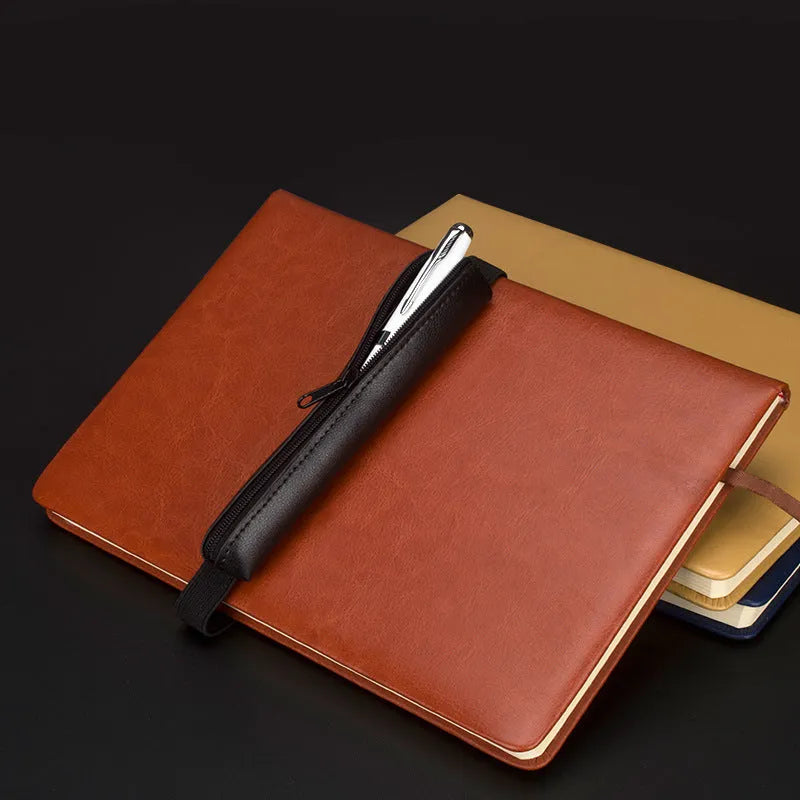 Long slim PU leather pencil case in beige grey colour showing dimensions