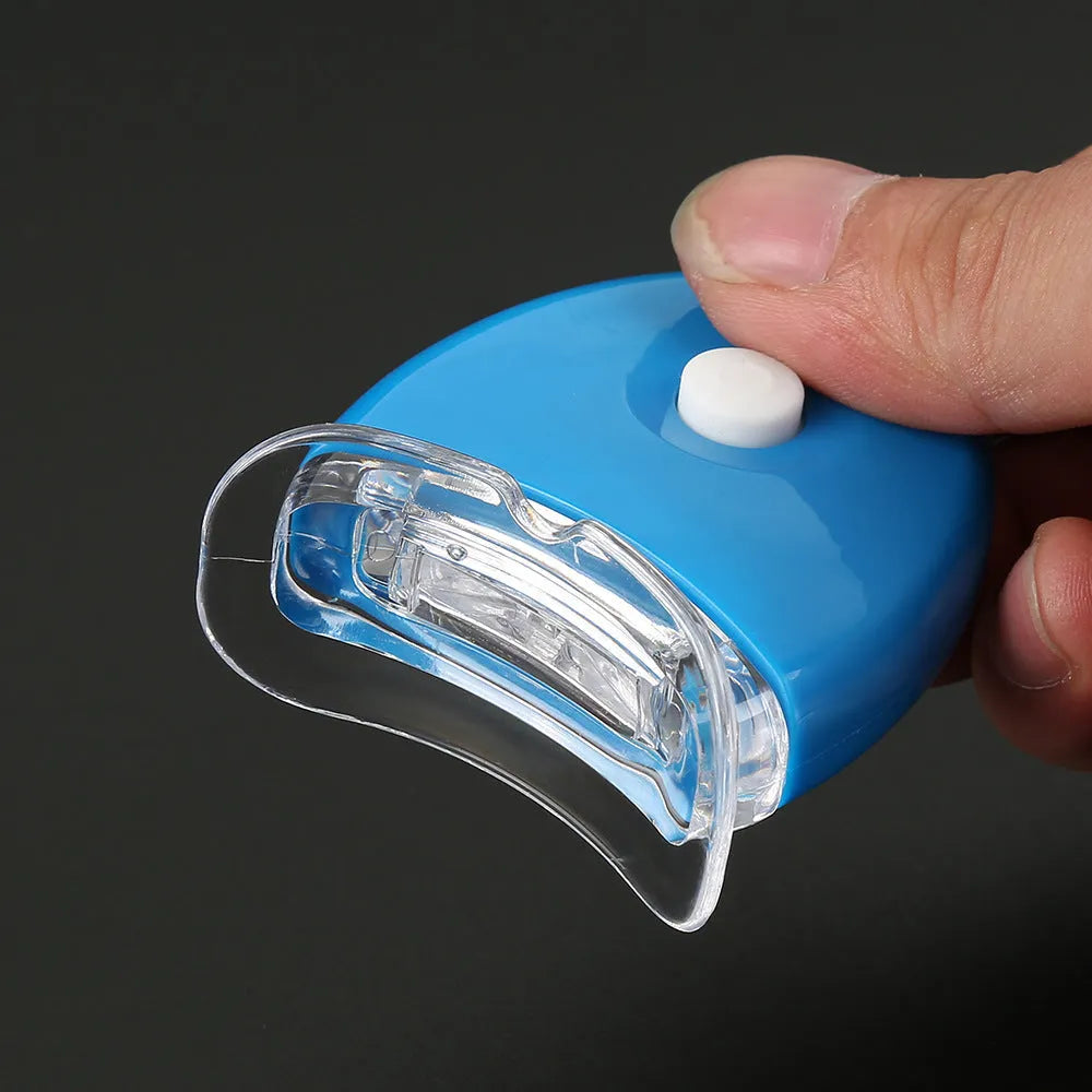 LED teeth whitening kit with wide edge lamp bead and buckle denture tray in white