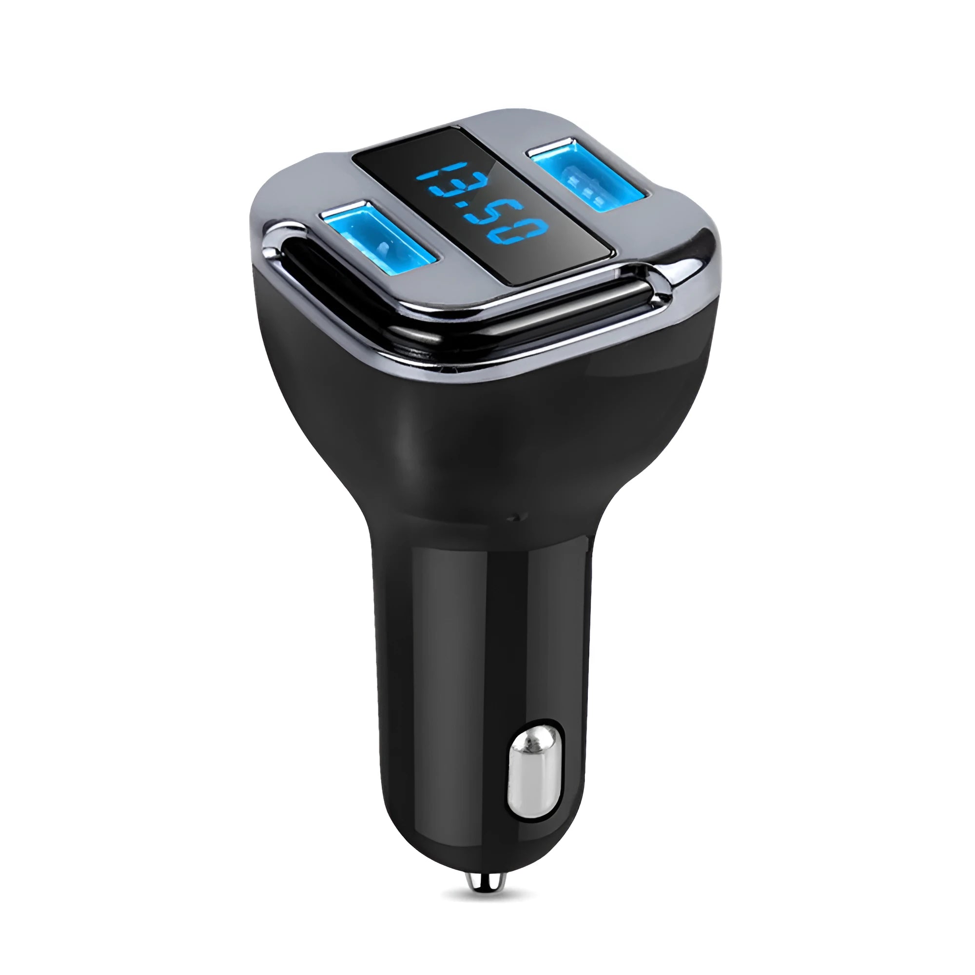 Smart GPS Satellite Locator Mobile Phone Charger with 24W Fast Charging, 4.2A Output, Universal USB Port, Suitable for 12V/24V Cars, Black ABS+PC Construction, Compact 7.5x3.8x3.8cm Design
