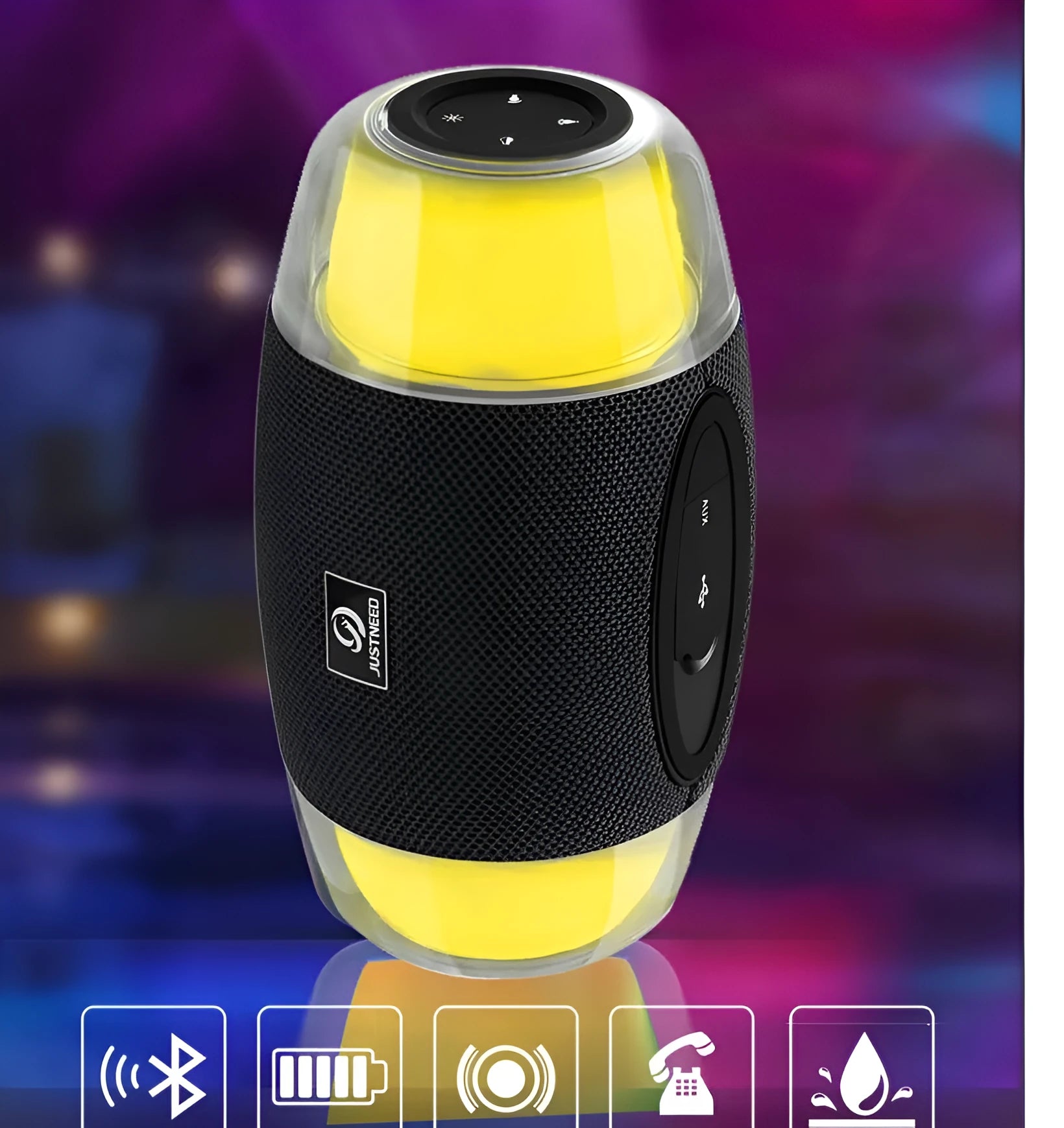 Surround sound speaker with subwoofer ambient light, blue cloth net, 198x110x106mm