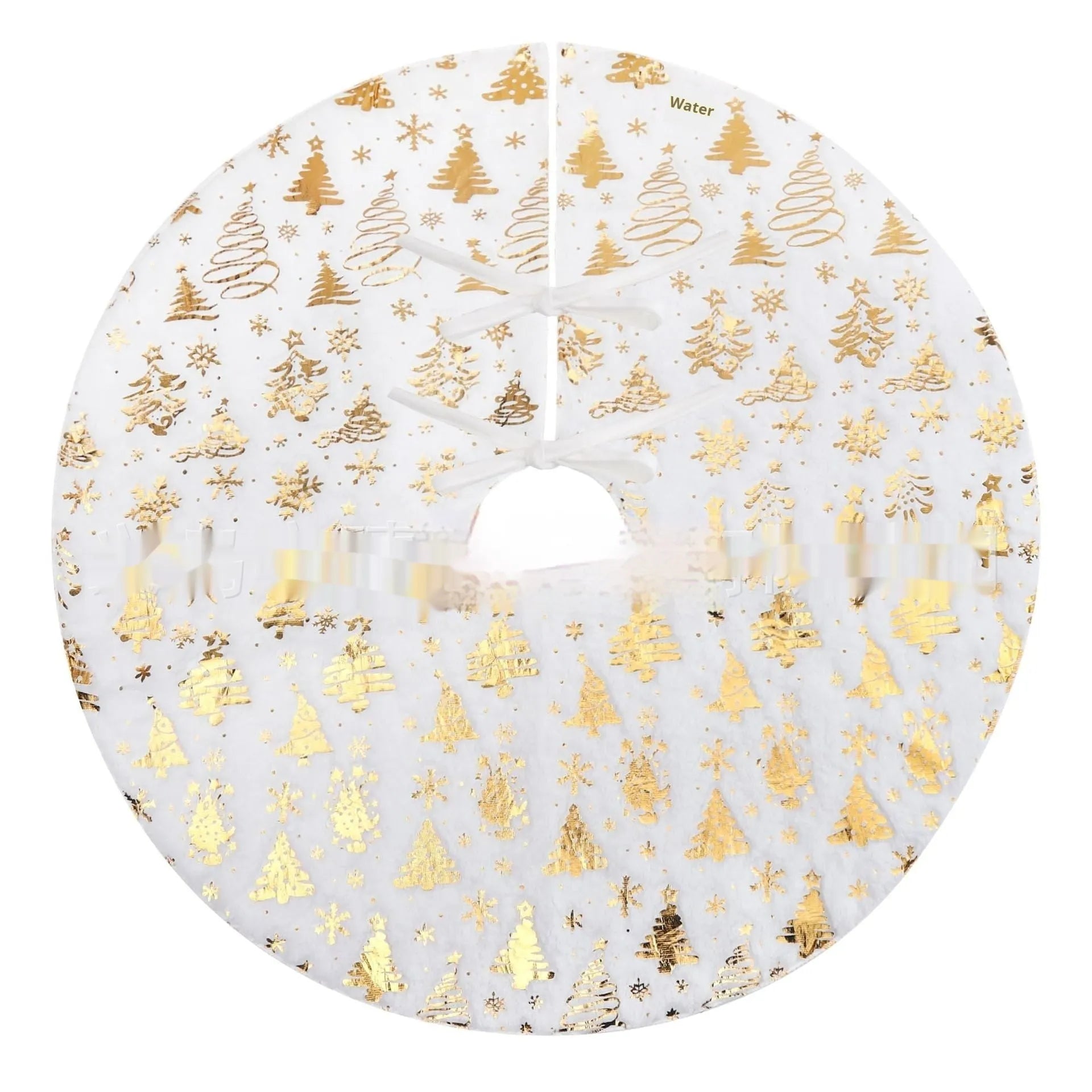 Plush festive mat with Christmas tree design under a decorated tree