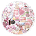 Pack of 63 pink girl heart decorative stickers with a realistic 3D effect and cute style.