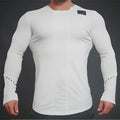 Men bodybuilding long sleeve t-shirt, black, standard fit, for gym weight training