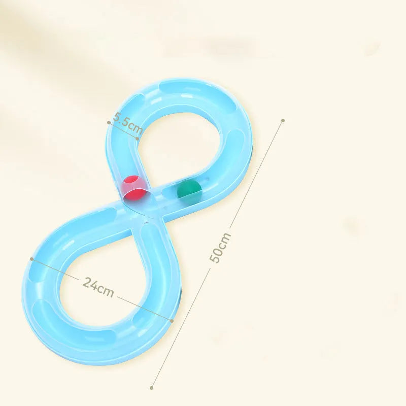 Interactive cat turntable track toy with spinning balls for feline entertainment