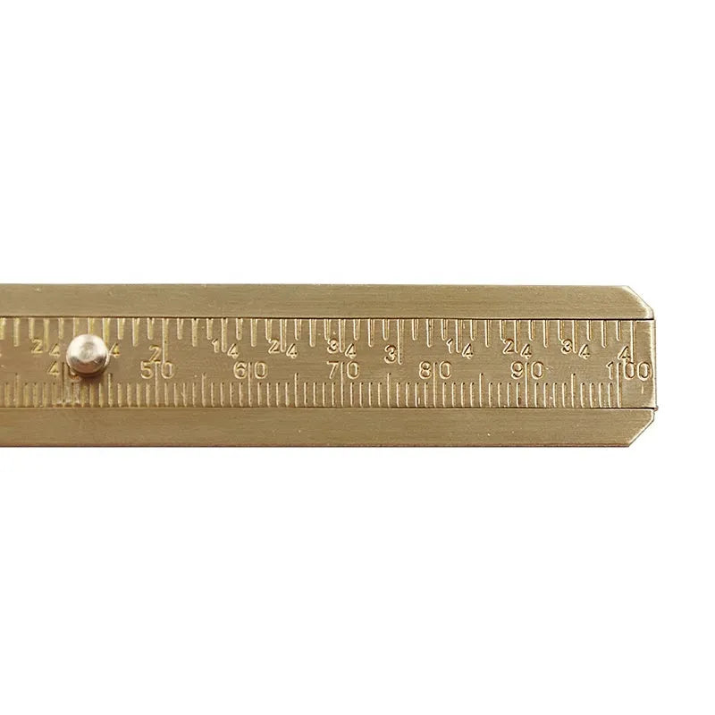 Double scale mini copper caliper 100mm brass vernier caliper with metric and imperial scales on white background