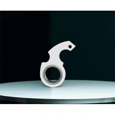 Metal rotating keychain with karambit style texture in five colours black red green silver yellow