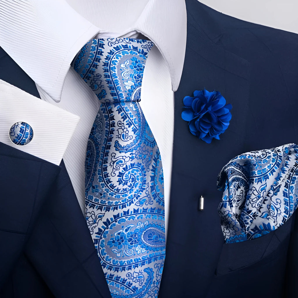 Floral jacquard men's tie and pocket square set with embroidery in one of the colour options from SF263 to SF312
