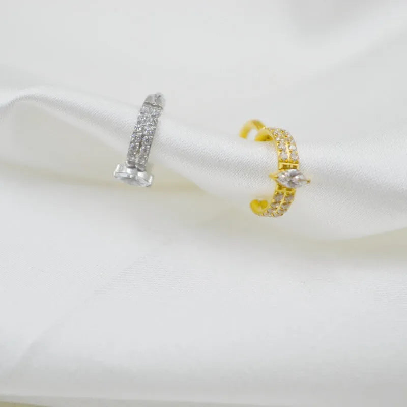Titanium steel heart-shaped zircon earrings in gold or silver colour with 1.2x8mm measurements