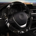 Car steering wheel cover in imitation leather, black red colour, elastic type without inner ring, sports style