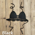 Womens boho crochet bra backless retro polka dot cotton blend chest pad no steel support